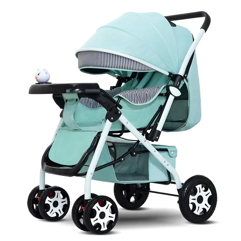 Lightweight baby stroller Foldable spacious high landscape two-way swivel seat four wheels shock absorption newborn stroller