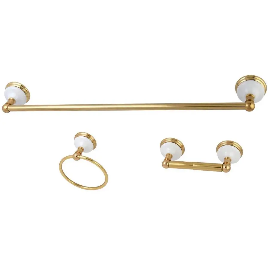 

BAK111148PB Victorian 3Piece 24Inch Towel Bar Bathroom Accessory Set in Polished Brass