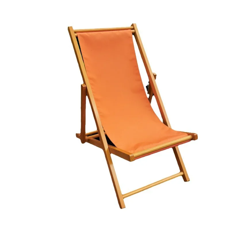 

Solid wood beach chair teak leisure lounge folding Oxford lunch break outdoor chair portable