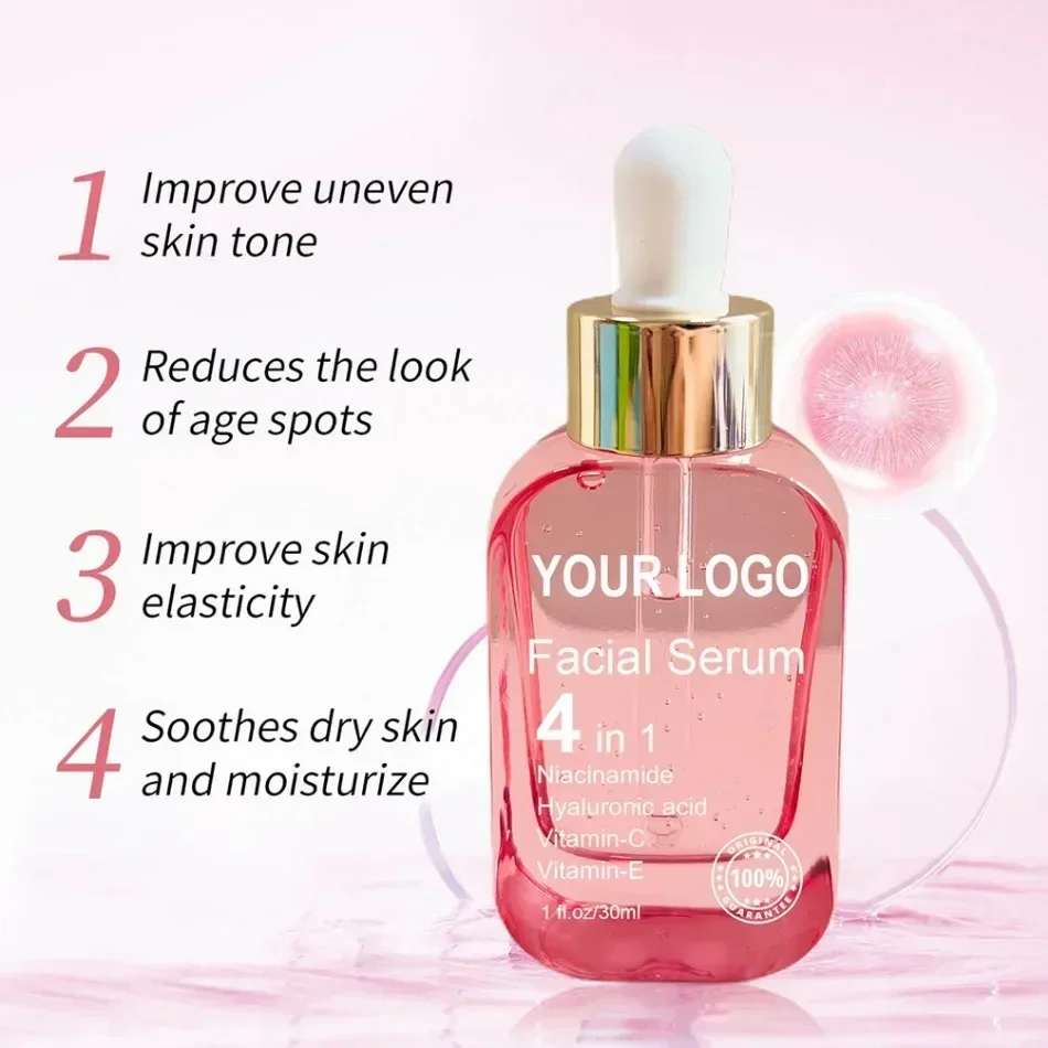 4 in 1 Face Serum Private Label Moisturizer Easy To Absorb Improve Uneven Skin Tone Custom Logo Makeup Wholesale Cruelty Free