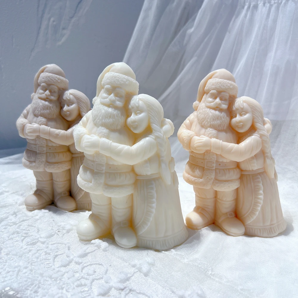 Mr. and Mrs. Santa Candle Mold Father Christmas Resin Silicone Mold For Christmas Art Kriss Kringle Plaster Gypsum Mould