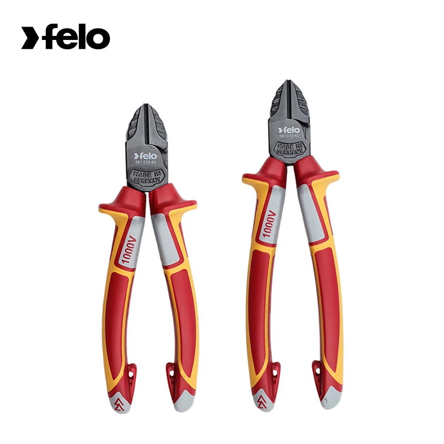 

German Felo Tool Ultra Sharp and Powerful Insulated Side Cutters Electronics Diagonal Pliers with Pointed Nose NO.581 016 40