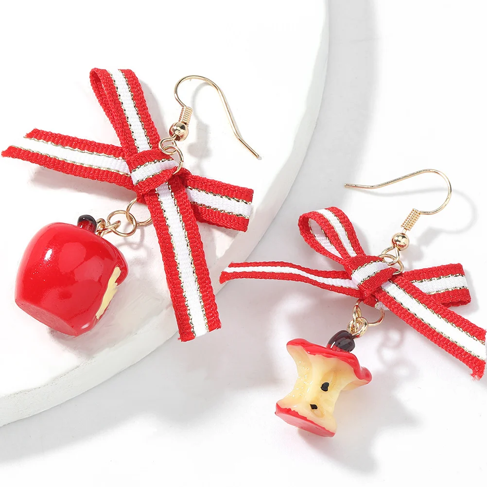 

1Pair Red Bow-Knot Xmas Earrings Resin Ear Pendant Christmas Party Casual Wear Stylish Ear Drops Charming Gift