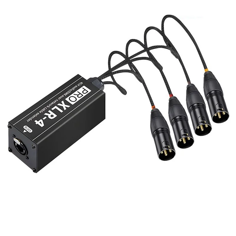 4-Channel XLR Audio And DMX Network Cable Extender, DMX512 Network Signal Extender For Stage Sound Lighting Studio-X64A