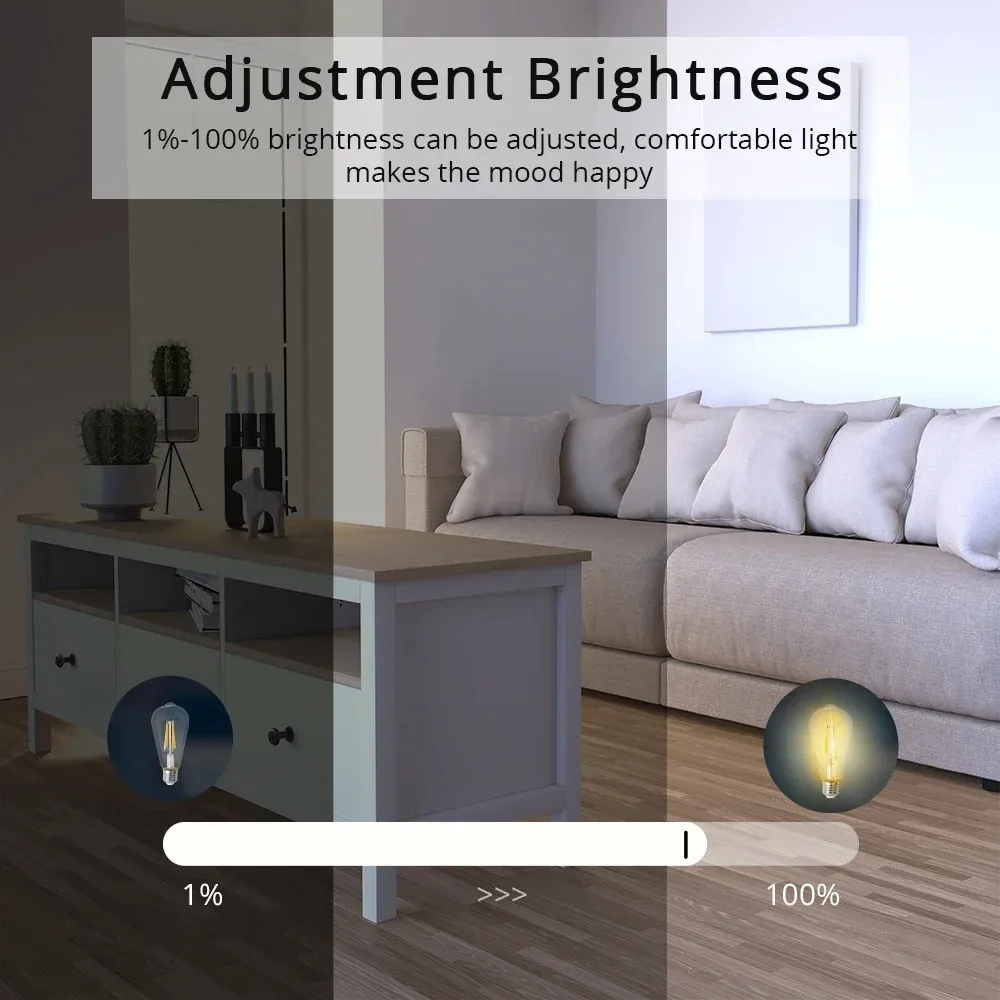 Zemismart-スマートLEDフィラメント電球,調整可能なタングステンランプ,wi-fi,問題,7W,e27,homekit,smartthings,alexa,Google Homeアプリケーション,220v