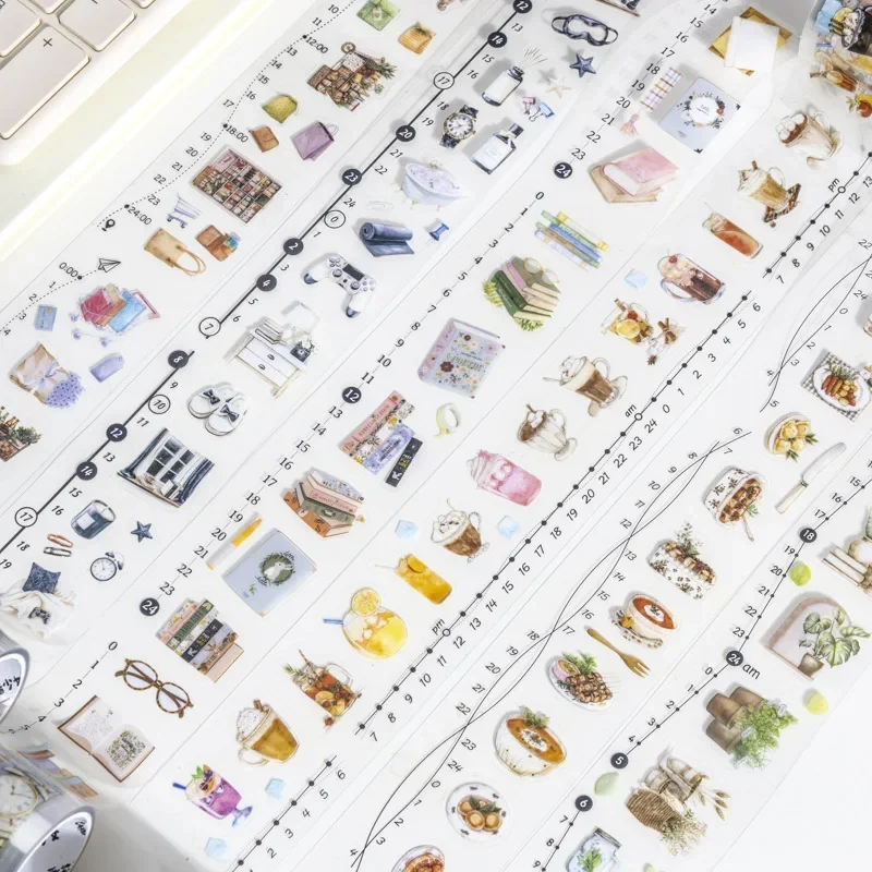 1 roll 2m PET adhesive tape bottom decoration sweet adhesive handbag DIY supplies stickers life sequence series 40mm*2m