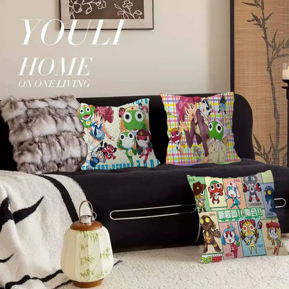 Keroro Frog Cool Gunsou Sergeant Office Cushion Pillowcase Car Cushion Cover45X45CM Lumbar Pillowcase Sofa Pillowcover