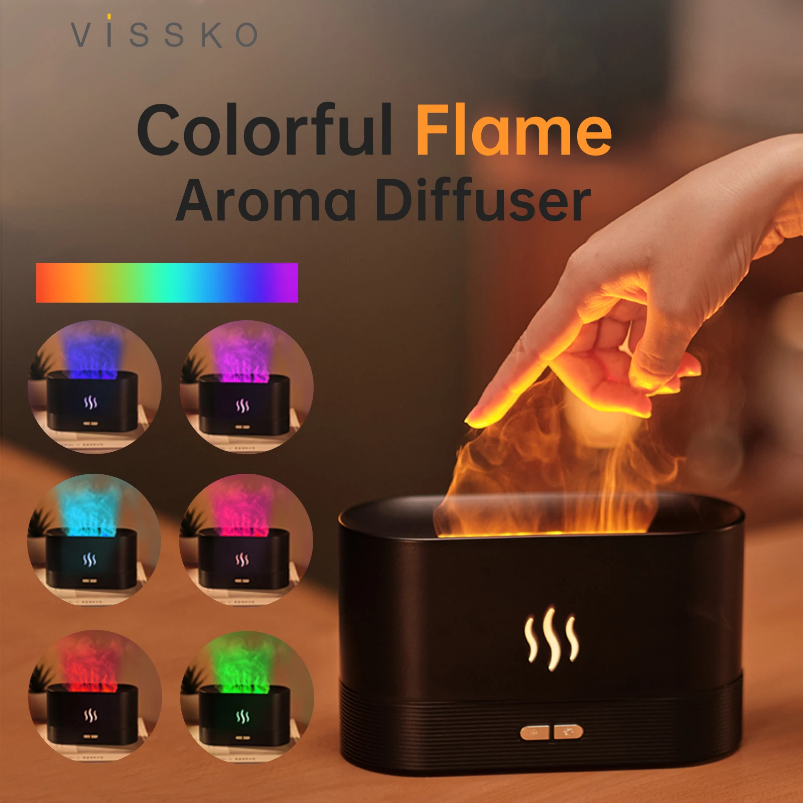 

Увлажнитель воздуха Vissko ультразвуковой для ароматерапии, 7 цветов, 180 мл