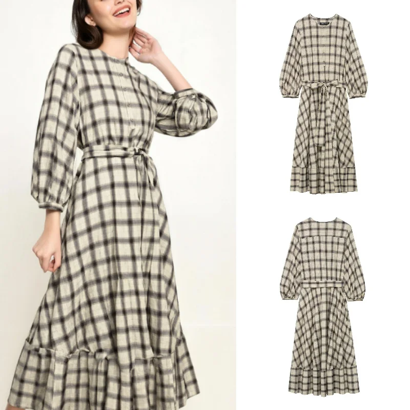 Elegant Women's Plaid Shirt Dress for Party Fall/Winter New Fashion 2025