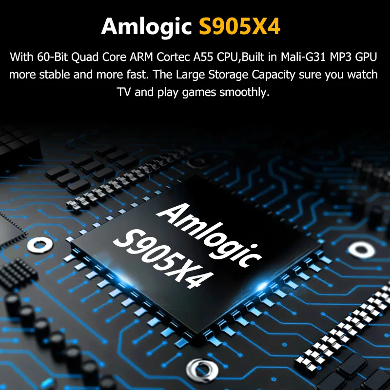 Android 11 Smart TV Box Amlogic S905X4 4K/8K HD Built-in Cooling Fan Media Player Set Top Box 2.4G/5G WiFi BT4.0 4G RAM 32G ROM