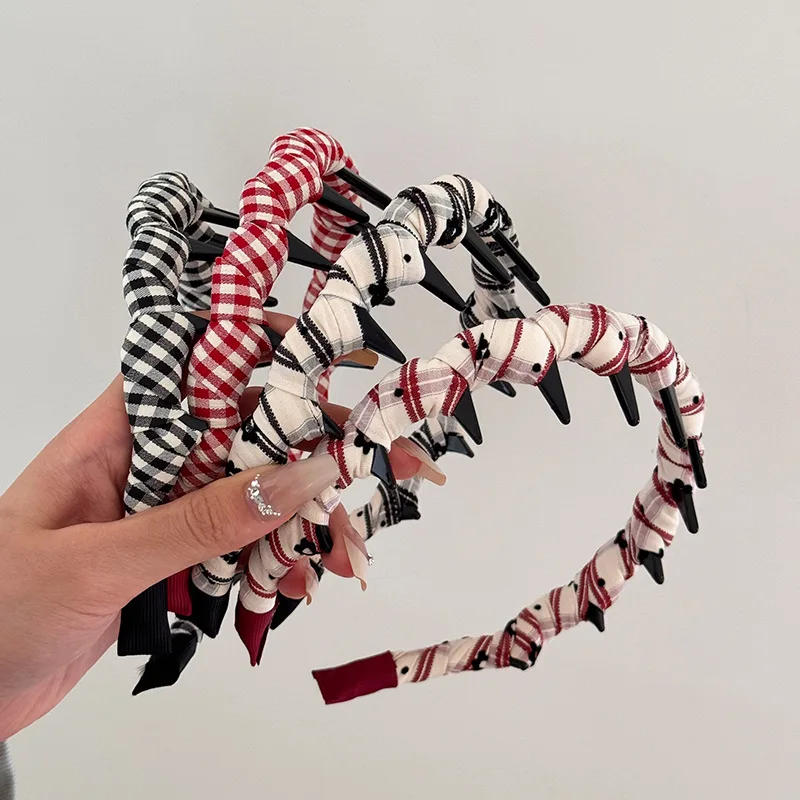 플래드 헤어밴드 2025 신상 여성용 헤어밴드 성인용 케이팝 요가 한국 메이크업 빈티지 인기 유행 패션 머리띠