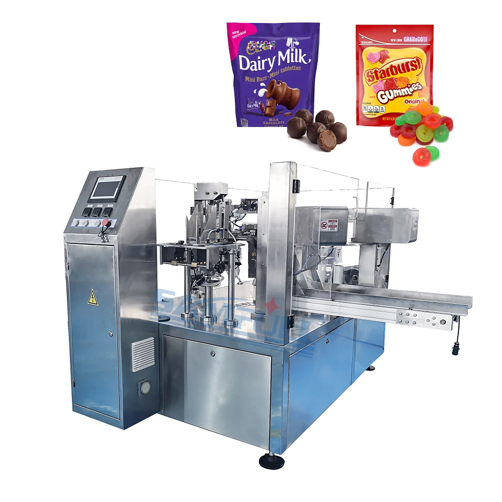 Samfull Fully Automatic Chocolate Gummy Candy Packing Machine Snacks Premade Bag Packing Machine Doypack Machine