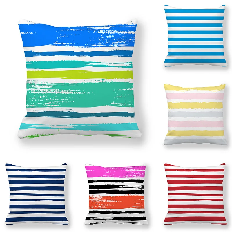 

Colorful Stripe Pillowcase for Pillow Abstract Geometric Pillow Case Home Decor 45x45 Soft Sofa Pillow Cover Bedroom Living Room