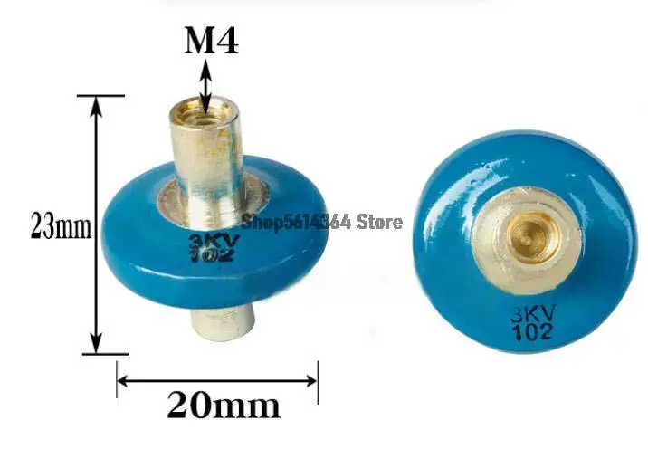 1pc 3KV 1nf 102 High Voltage Ceramic Doorknob Capacitor New 20x23mm M4 Thread