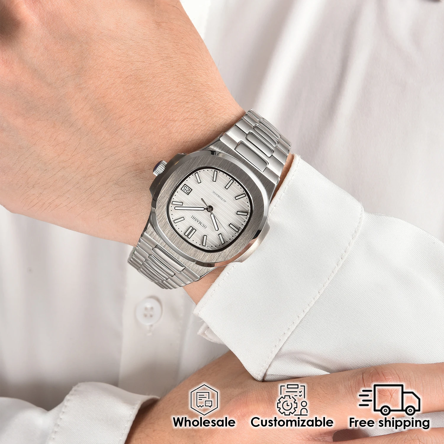 Luxury Watch for men Business 43MM Automatic Luminous Date display Waterproof Stainless Customizable Men's Wrist watch