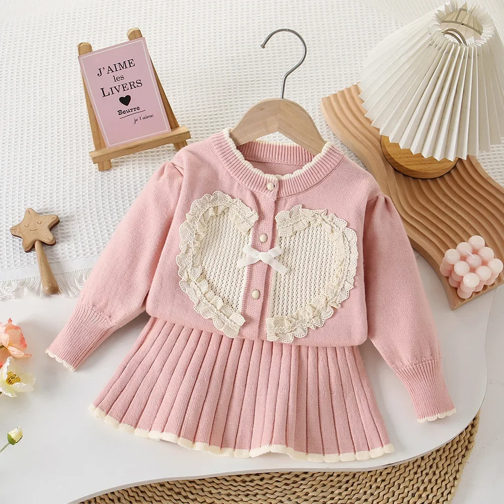 Baby Girl Clothes Set Long Sleeve Cardigan and Skirt Clothing Set Toddler Girl Outerwear Suit Knitted Warm Clothes