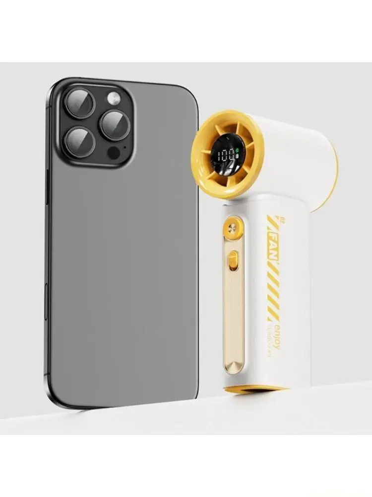 D0AB Quiet Handheld Fan 3600mAh Powerful Fan Digital Display Portable Fan ABS Texture