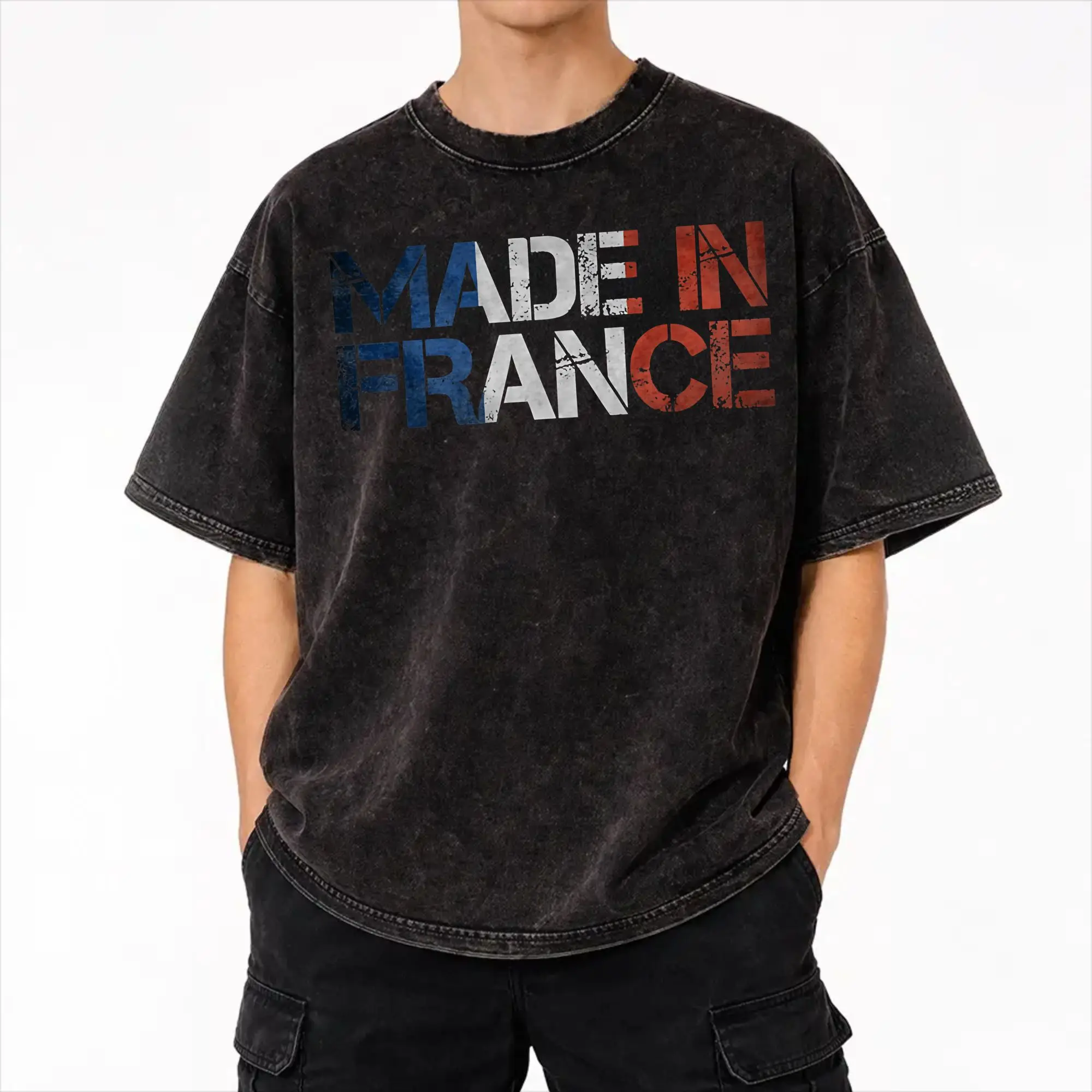 2026 France French Flag  Washed T Shirt Outfit Oversize T-Shirt  Men Women Tees