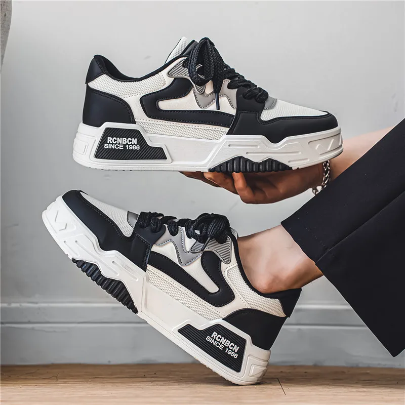 

2025 New Fashion Trend Versatile Thick Sole Height Increasing Sports and Leisure White Shoes Mesh Board Shoes