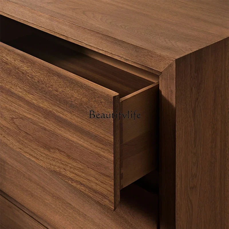 

01American country living room sofa 6 buckets dining side storage walnut color