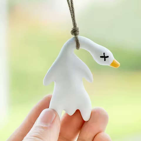 Funny Color-Changing Plaster Anime Duck Car Mirror Hanging Decor Cute Car Interior Decoration Accessories