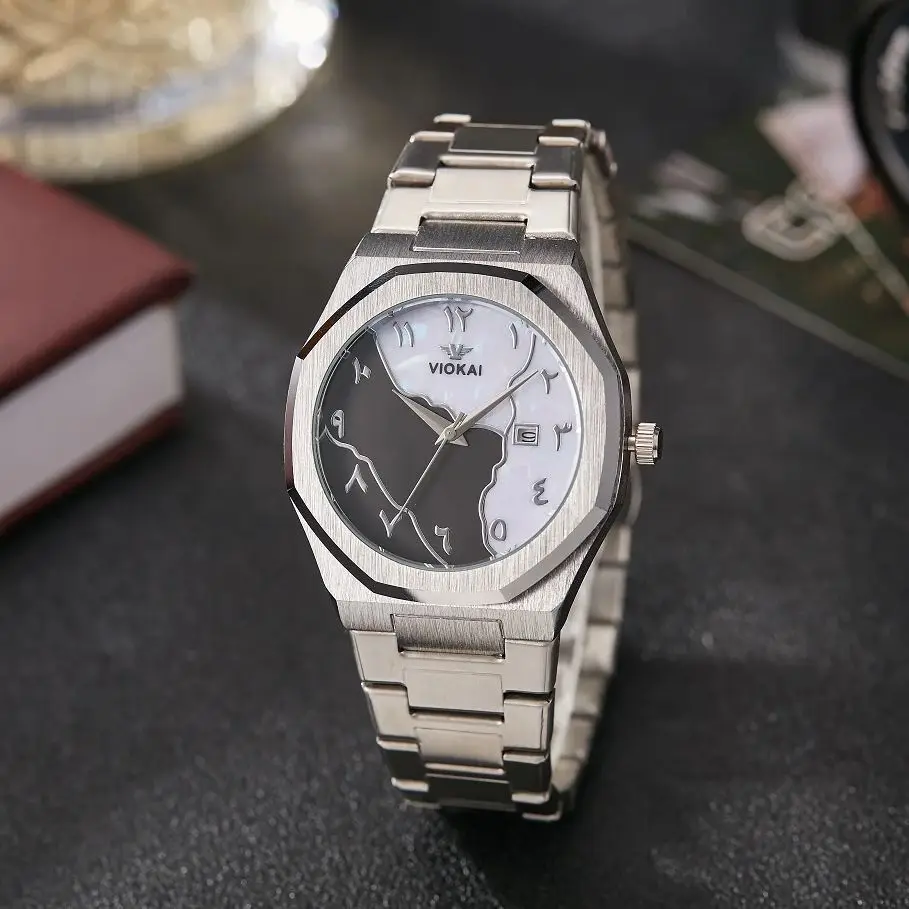 

Модные креативные арабские мужские часы, классические деловые повседневные кварцевые часы из нержавеющей стали, мужские социальные часы, праздничный подарок