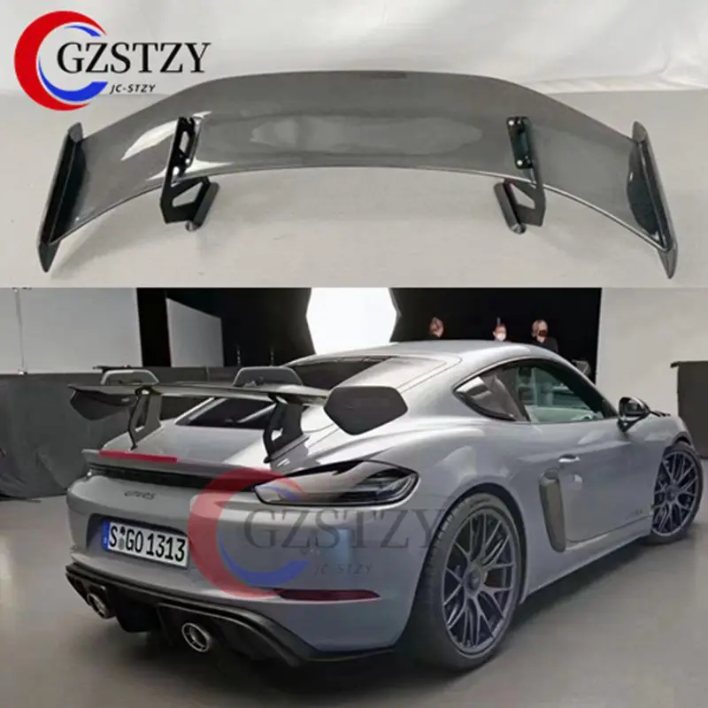 Carbon Fiber Rear Spoiler Tail WingsCarbon Fiber Rear Spoiler Tail Wings For Porsche Cayman 718 Boxster GT4 RS Style Car Externa