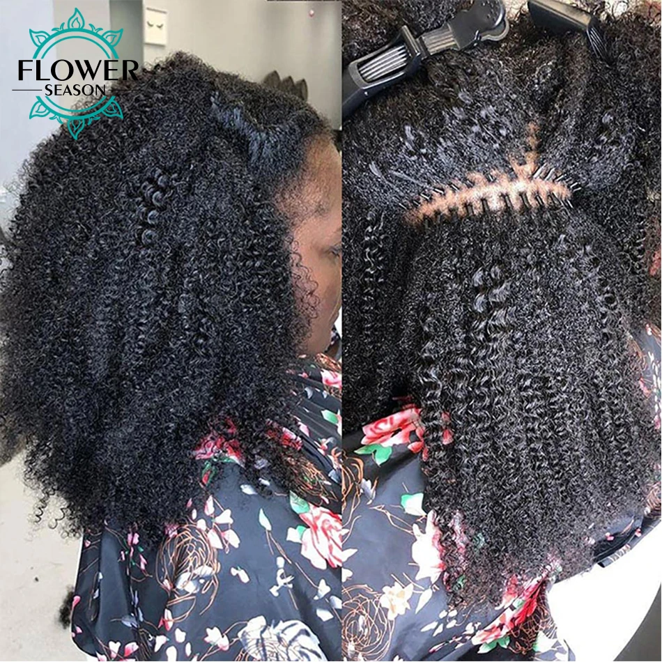 Extensiones de cabello rizado Afro 3C, pelo Mongol de Punta I, 100% cabello humano Real, microenlace, extremo completo, 100 piezas