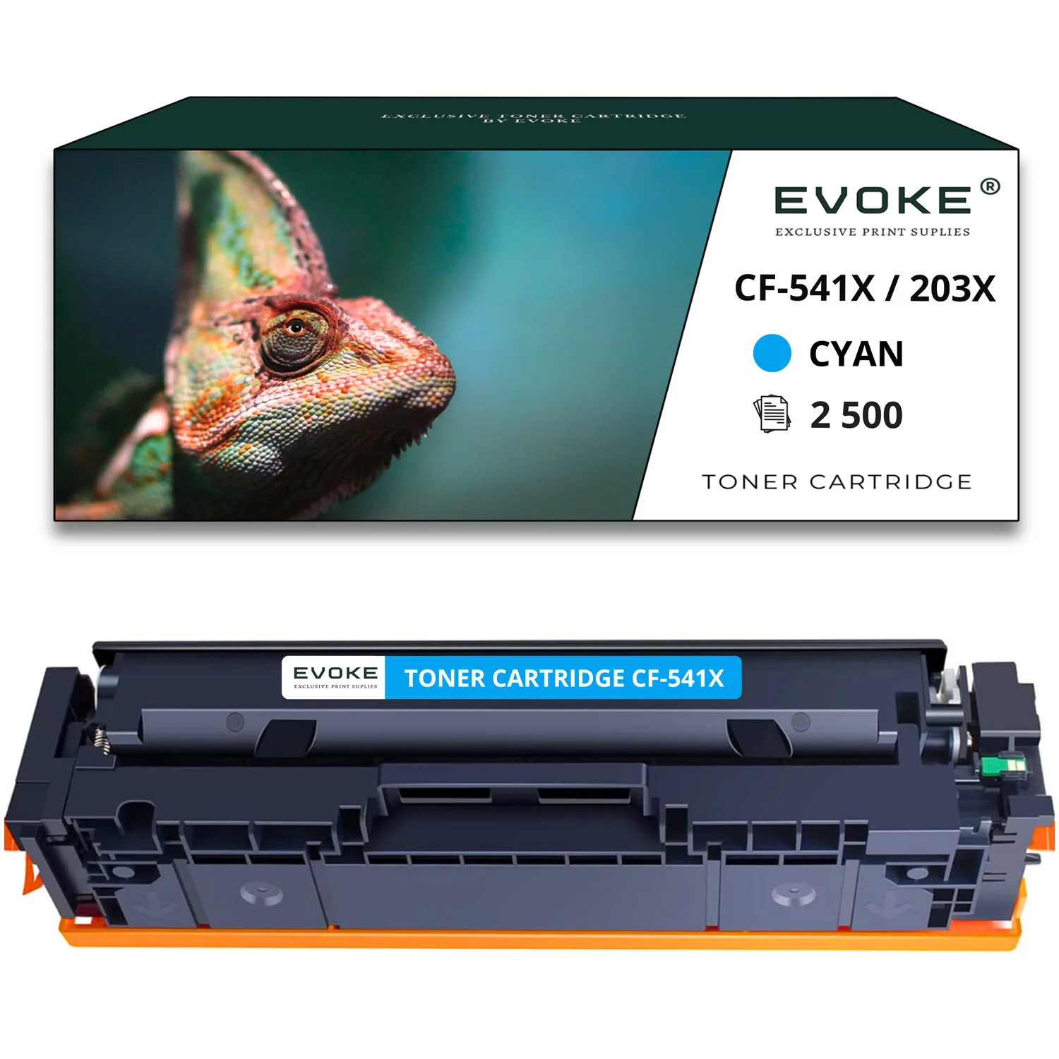 Evoke Compatibele Toner voor Hp I Canon Cf541X Cf-541X 203X Crg-054H Crg054H Cyaan 2500 Pagina's Kleur Laserjet Pro M254Nw M280Nw M281Fw; Canon met Cartridge Crg-054H