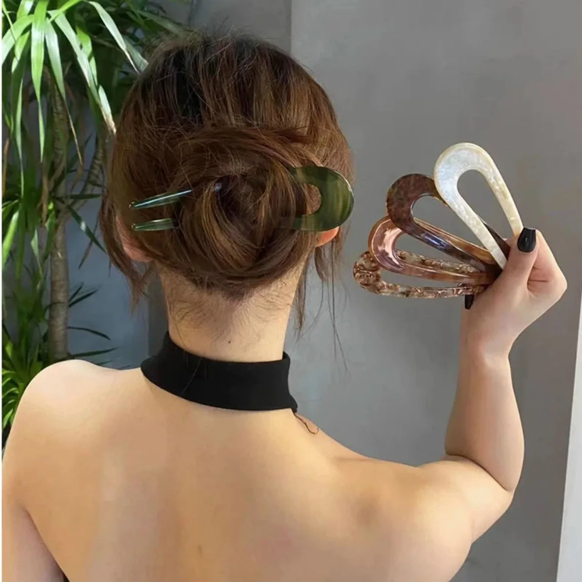 Haarnadeln im französischen Stil, Haarstäbchen aus Acetat, U-förmige Haarnadeln, Haarschmuck für Damentrisen und Mädchen, Vintage-Frisuren, Haaraccessoires, Haarreif – Detail 5
