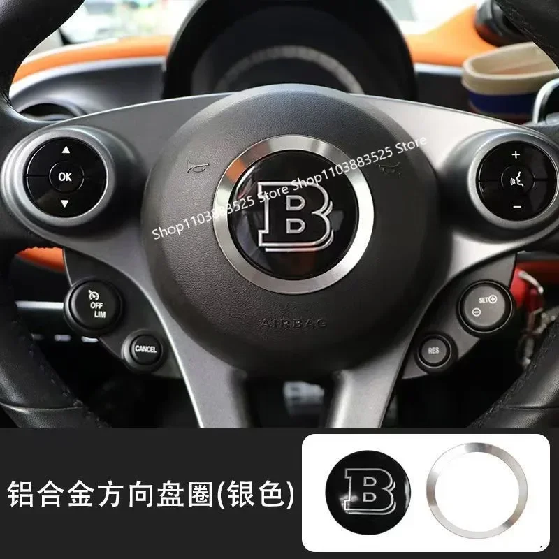 Modify Pasted Steering Wheel Center B Logo Decorative Circle Stickers for Smart 2015-2019 W453 BRABUS Modify Parts