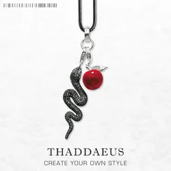 Snake and Red Apple Necklace New Fine Jewelry Europe 925 Sterling Silver Romantic Gift For Women