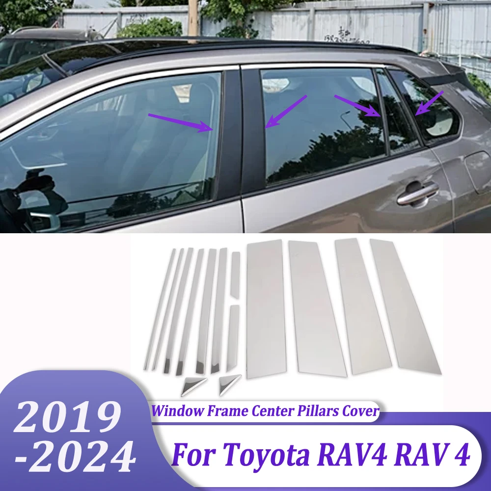 

Car Window Frame Center Pillars Cover Trim Stainless Steel Accessories For Toyota RAV4 RAV 4 2019 2020 2021 2022 2023 2024