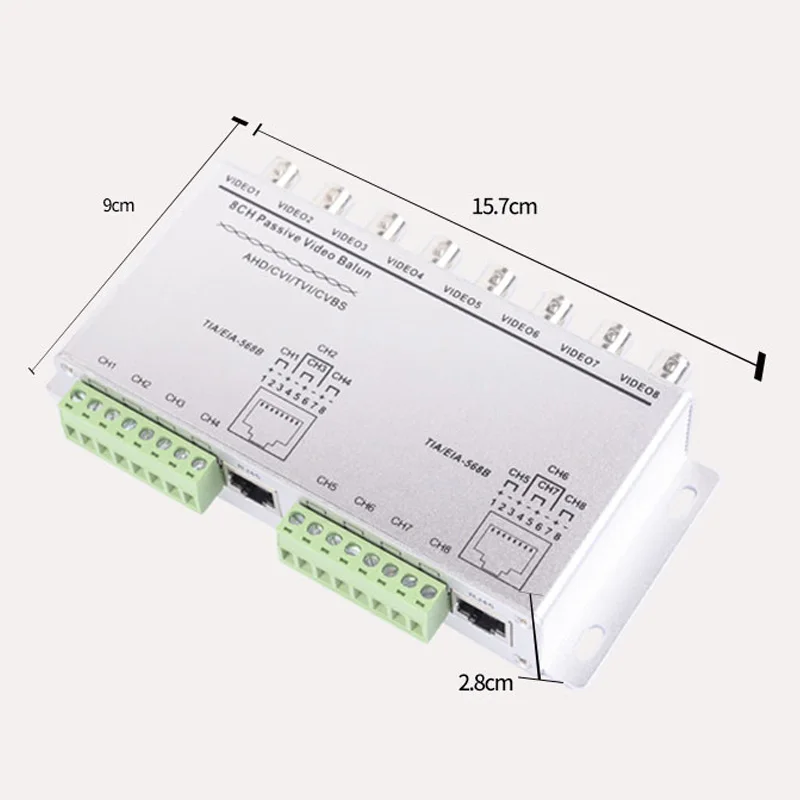 8CH  HD Passive Video Balun For Twisted Pairs to BNC,  CVI/TVI/AHD Analog Signal by UTP Cable