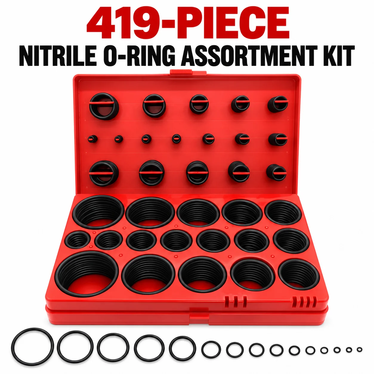 419/225PCS Set Universal O-Ring Assortment 32 Size Nitrile Rubber Ring Seal O Ring Gasket for Plumbing Automotive Faucet Repair