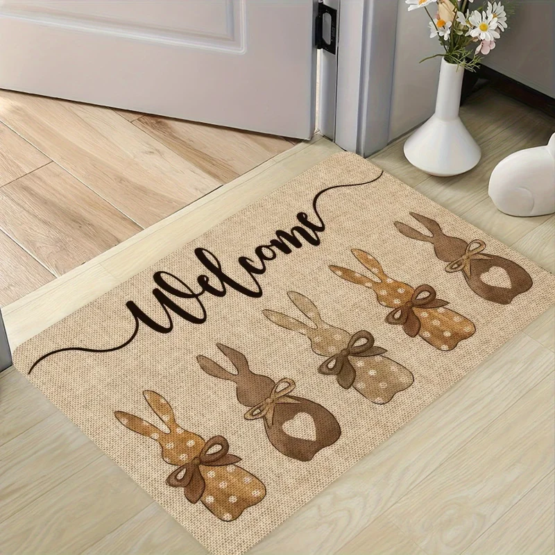 

Easter Bunny Doormat, Non-Slip Bathroom Bedroom Rug, Absorbent Kitchen Floor Mat, Waterproof Entryway Home Decor