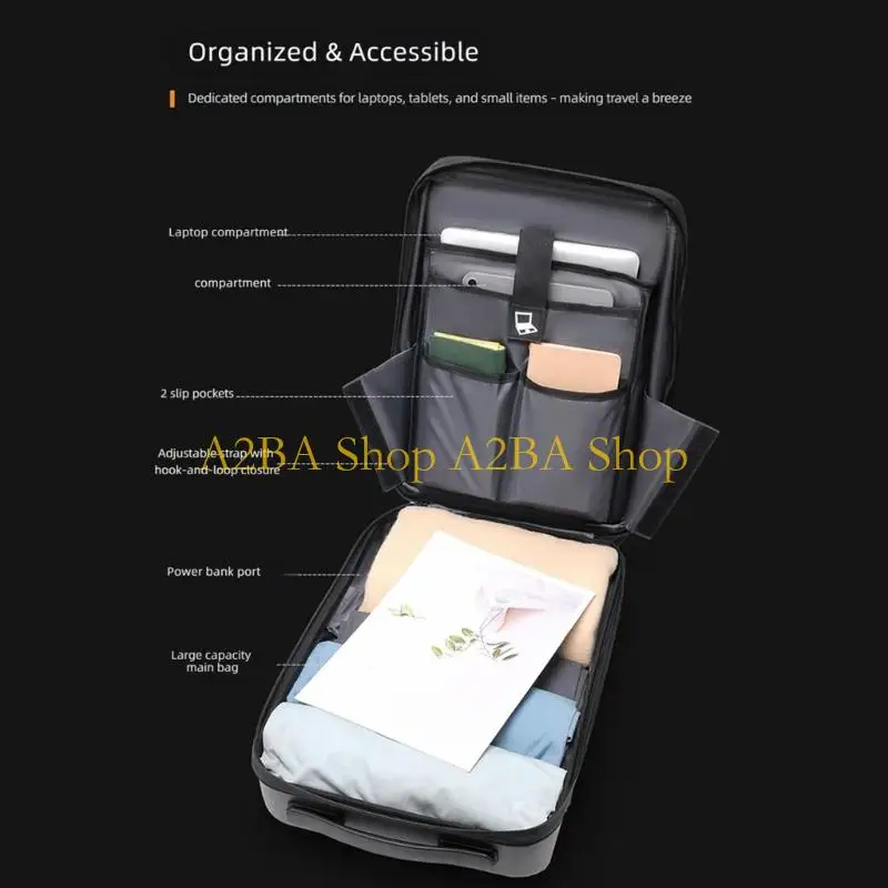 A2BA Travel Laptop Carry Bag for 15.6 In Devices, Molded Shell Front, Outer Charging Access, Lock Design, Daily Use