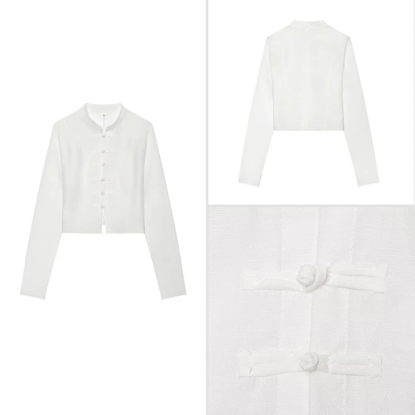 Women's Short Stand Collar Texture Sensation Semi-Transparent Button-Up Summer Top Casual Style Standard Fit Outerwear