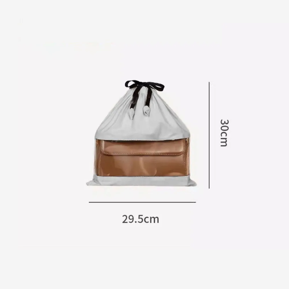 Transparent Bag Dustproof Storage Bag Dual Drawstring Closure Velvet Travel Organizer Bags Washable Large Capacity
