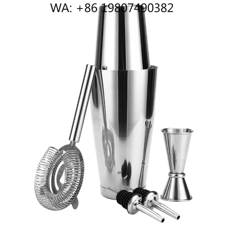 6 Piece Dual 20/25oz Boston Shaker Mixing Kit, Stainless Steel Bar Tools Muddler Jigger Spoon,  Party Cocktail Supplies