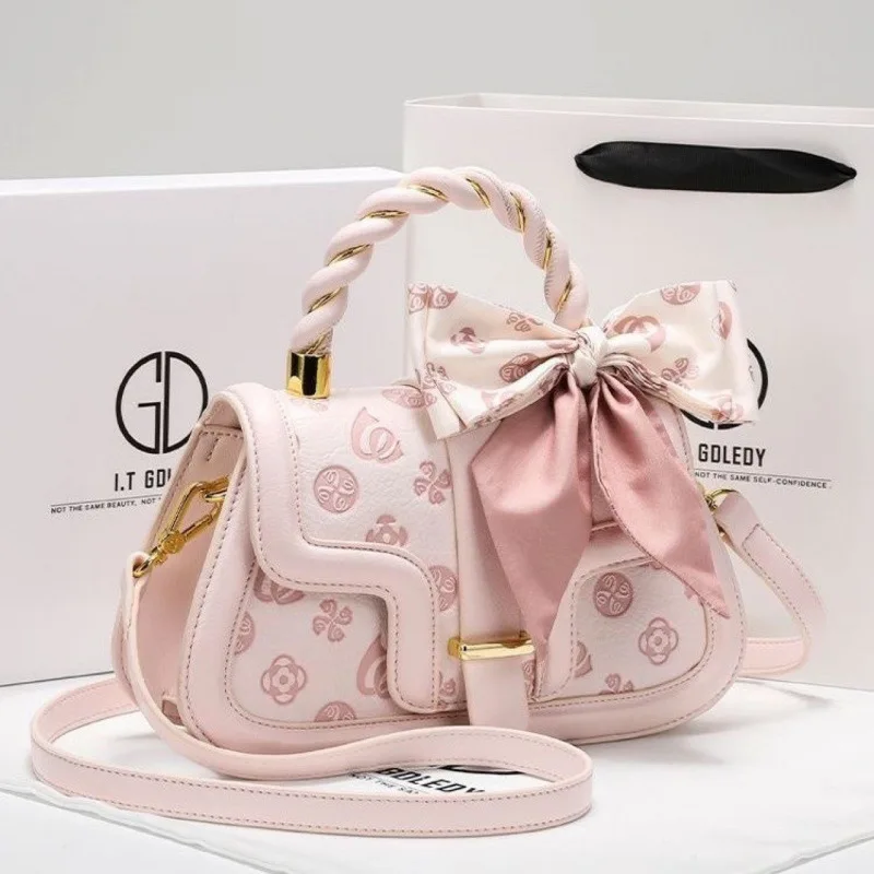 

Розовая сумка с тиснением, универсальная модная сумка через плечо, сумка-седло