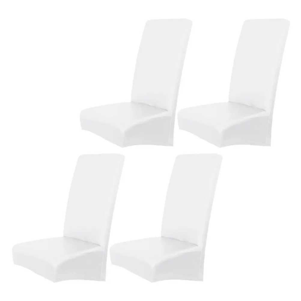 

4Pcs Waterproof PU Chair Covers Elastic Stretch Protective Sleeve for Dining Room White Household Chair Protectors