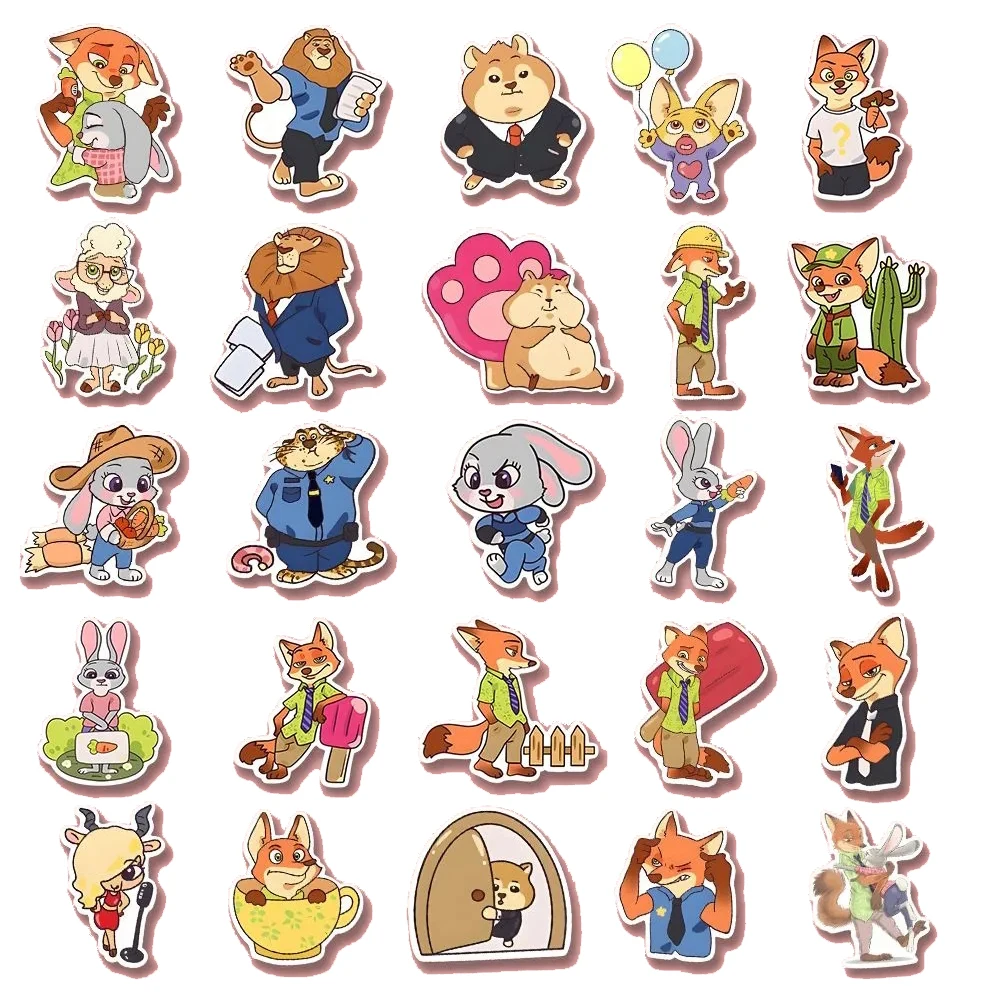 10/30/58pcs Funny Disney Anime Movie Zootopia Stickers Cute Cartoon Kid DIY Sticker Toy Phone Water Bottle Diary Graffiti Decals