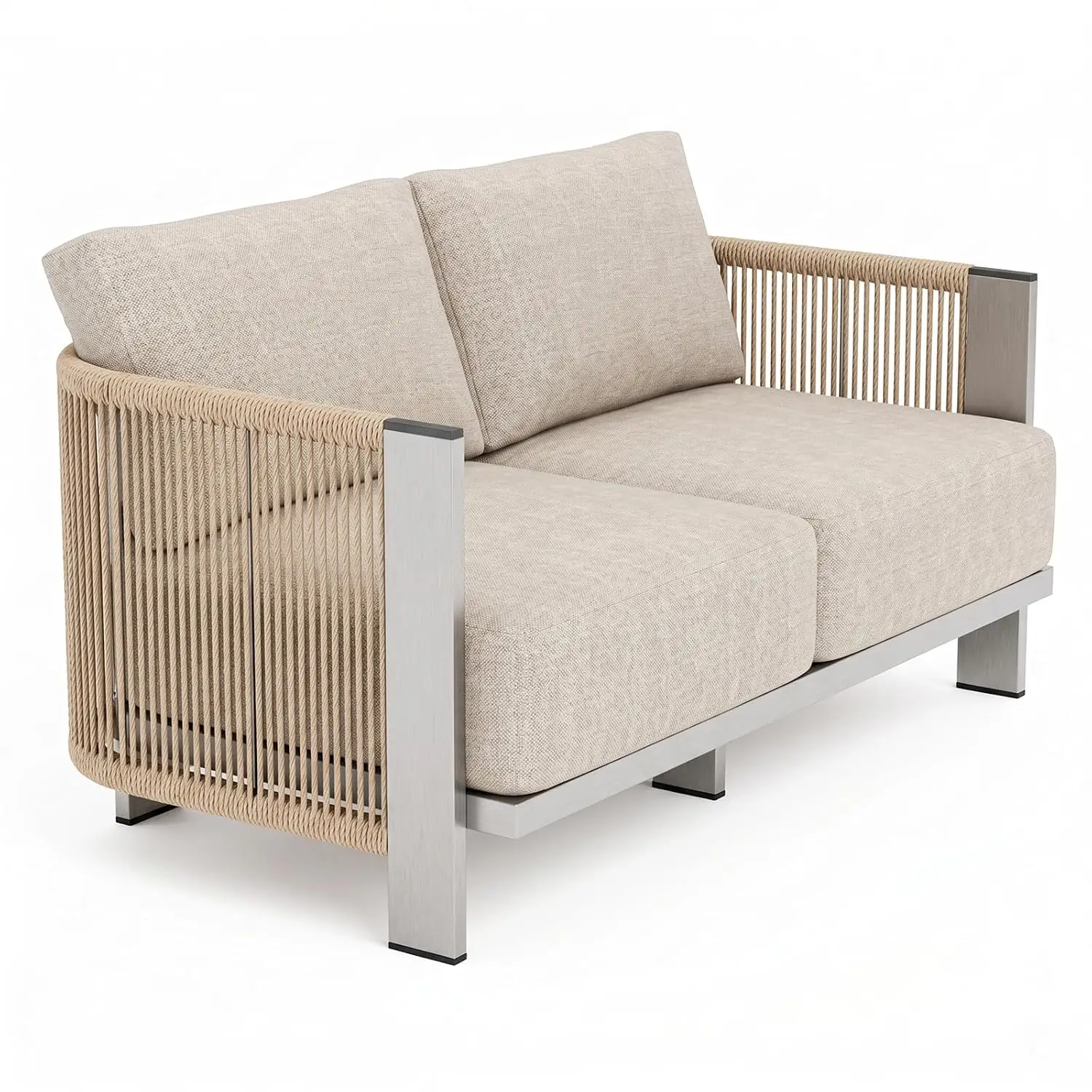 Luxury Patio Furniture Set, Cuvred Loveseat with Weather-Resistant Aluminum Frame and 7.1