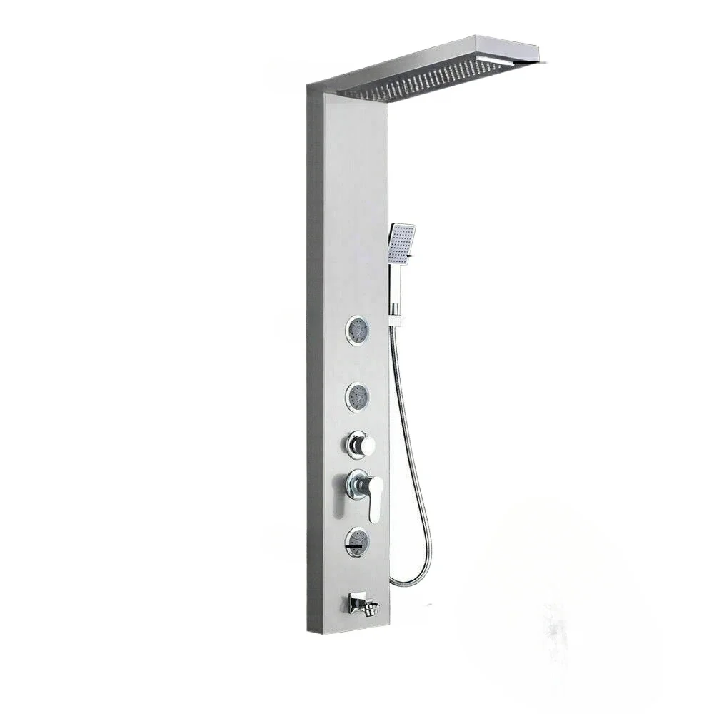 Shower Column Wall Mounted Rain Waterfall Shower Panel Mixers Rotate Body Massage Jets Shower System