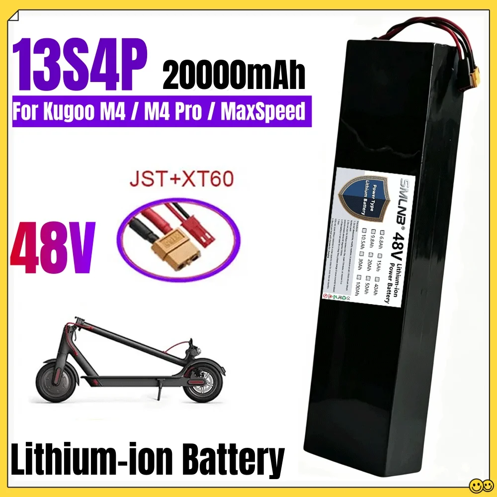 48V 20Ah 1000W lithium-ion battery pack 13S4P built-in BMS suitable for Citycoco/iScooter iX4/Kaabo Mantis 8/10 electric scooter