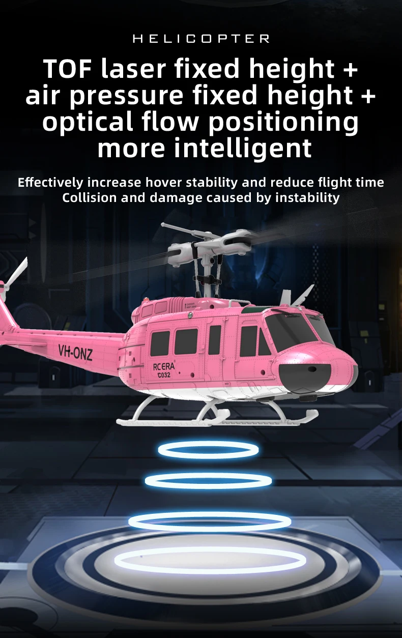 C032 RC Helicopter 2.4G 6-Aixs Gyroscope 6CH Altitude Hold Optical Flow Brushless Remote Control Helicopter Toys