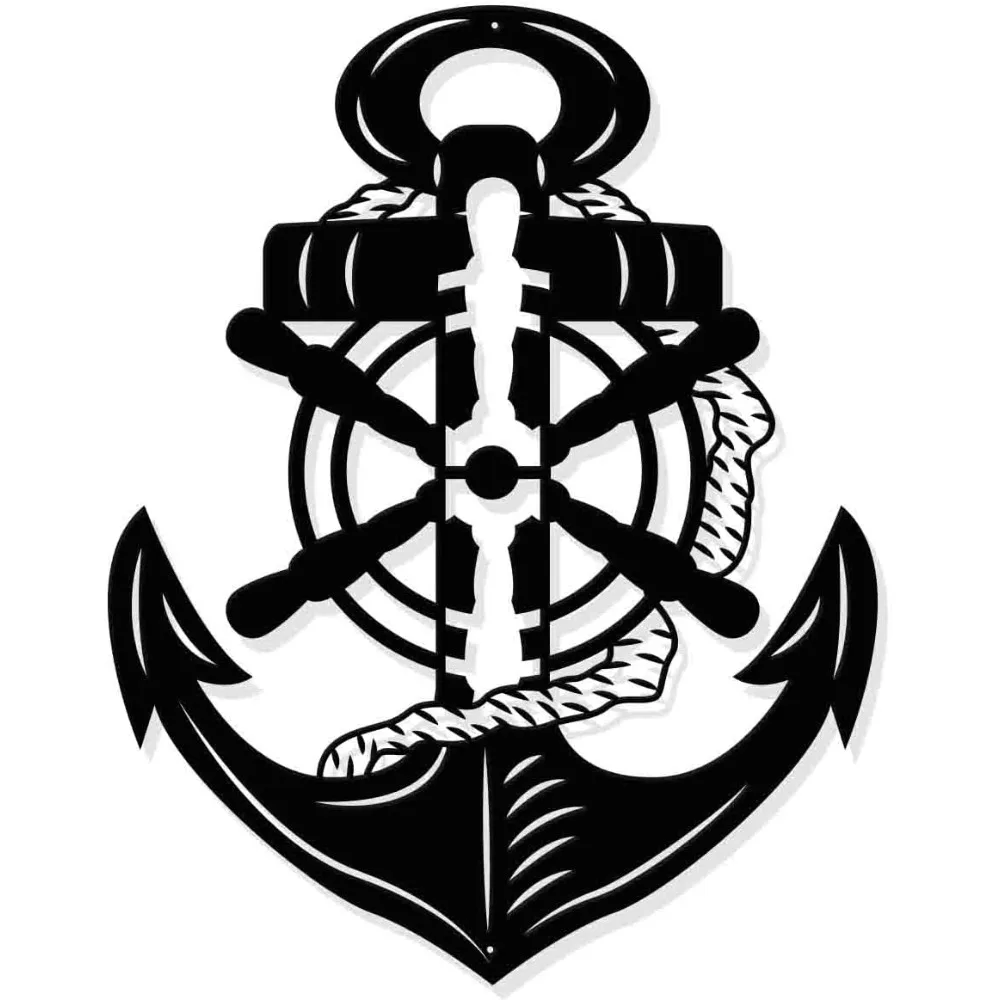 

Anchor Metal Wall Art Decor Black Wall Hanging Decor Silhouette Wall Art for Home Bedroom Living Room Bathroom Kitchen