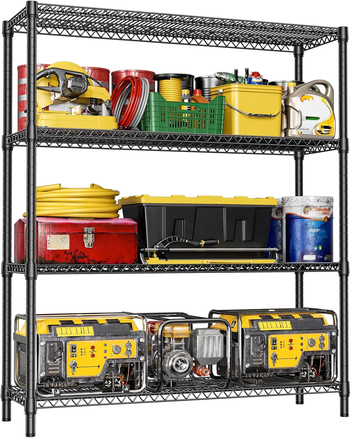 

4-Tier Heavy Duty Metal Shelving, Adjustable Storage Rack for Garage, Basement, Kitchen, Office