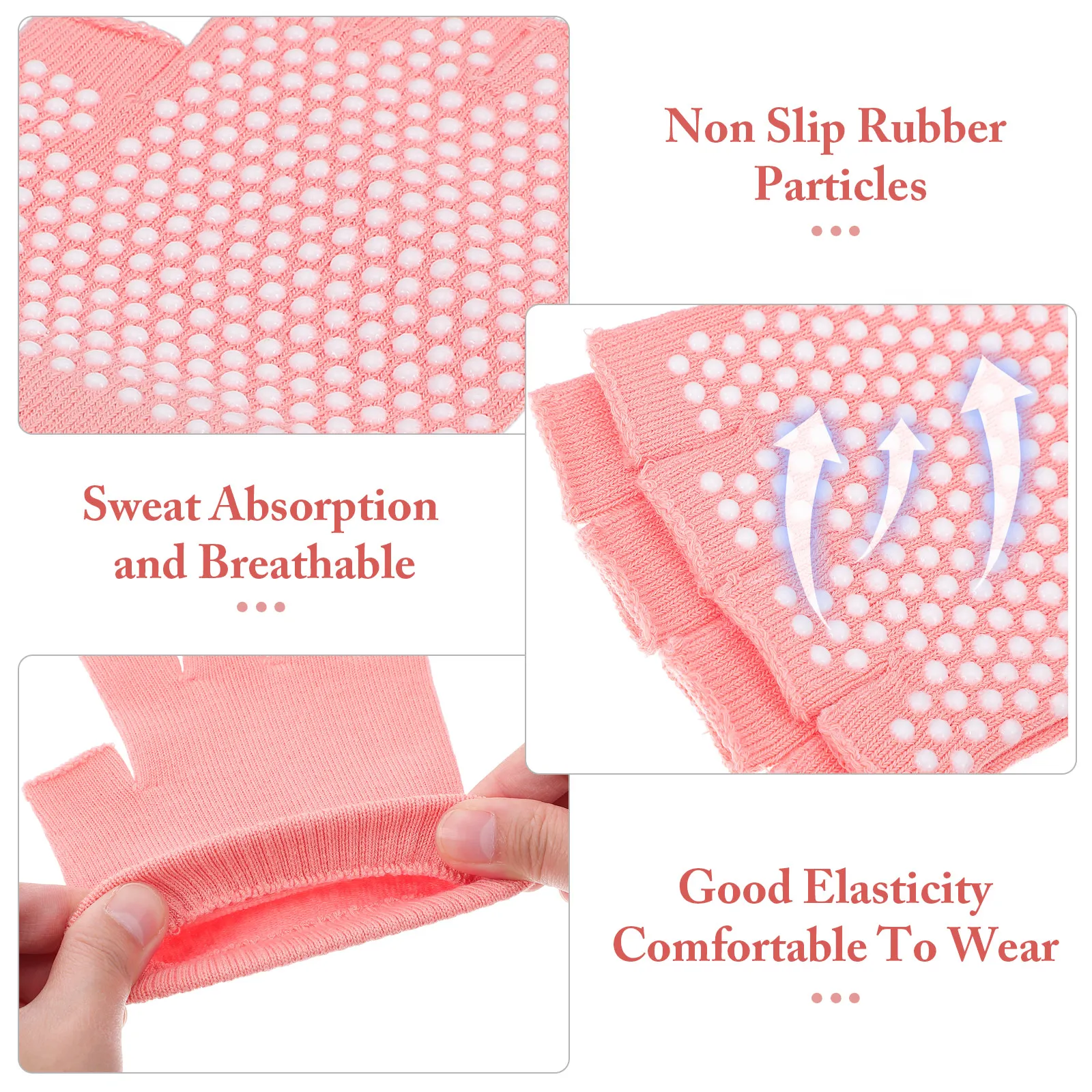 4 أزواج من قفازات اليوغا المضادة للانزلاق للنساء بدون أصابع قفازات التمرين لليوجا والرقص واللياقة البدنية معدات التدريب الرياضية غير القابلة للانزلاق #5